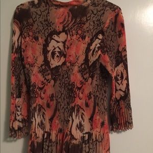 Orange, Brown and Peach Stretchy Blouse 100% poly
